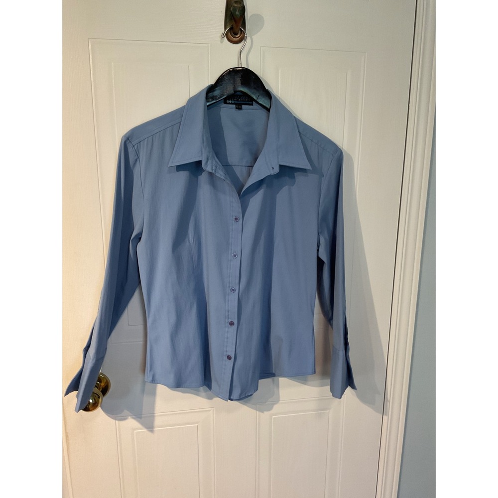 Point Zero Button Down Shirt Womens XL Blue Excellent Long Sleeve Stretch